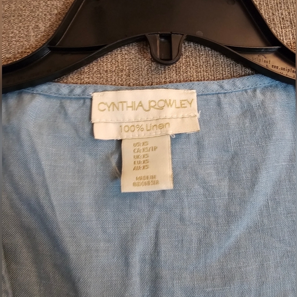 Cynthia Rowley Linen Light Blue Coastal Cottage Minimalist Lagen Midi Dress XS - Picture 6 of 6